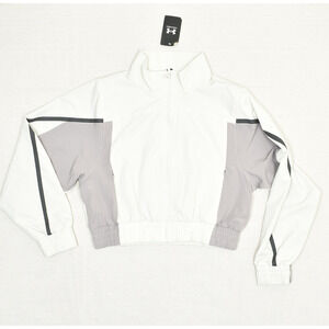 NEW Under Armour Women's Polyester Size M 1/4 Zip Unstoppable Crop Jacket Beige